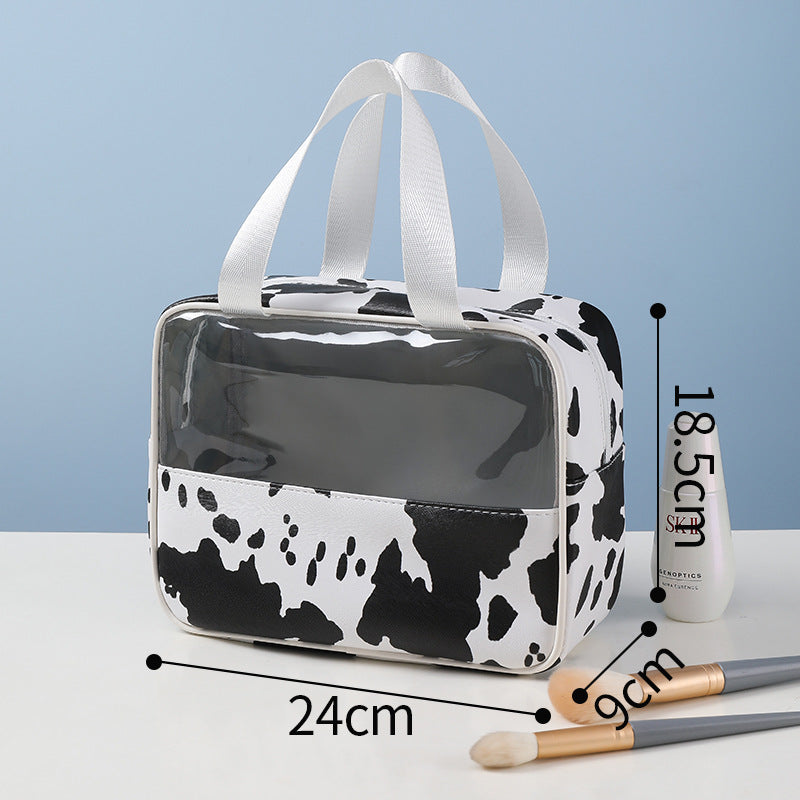 Cow print anti-makeup bag Large capacity portable toiletries bag Portable travel bag Toiletries storage bag