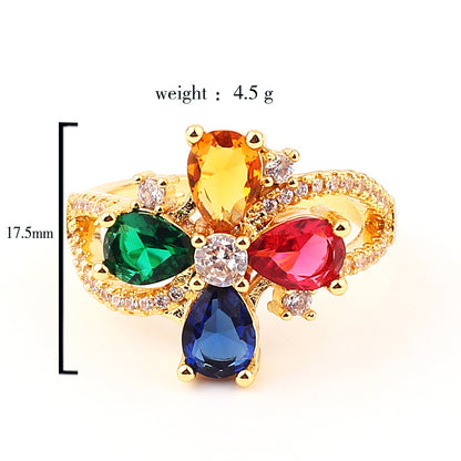 Wind micro emerald zircon ring with exaggerated colored diamond diamond ring