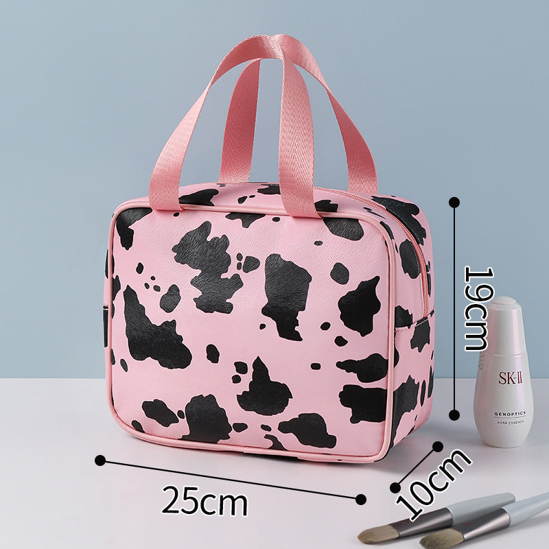 Cow print anti-makeup bag Large capacity portable toiletries bag Portable travel bag Toiletries storage bag