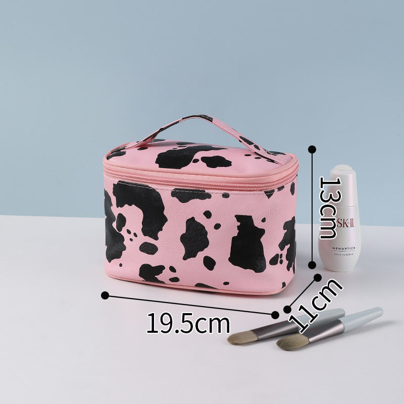 Cow print anti-makeup bag Large capacity portable toiletries bag Portable travel bag Toiletries storage bag