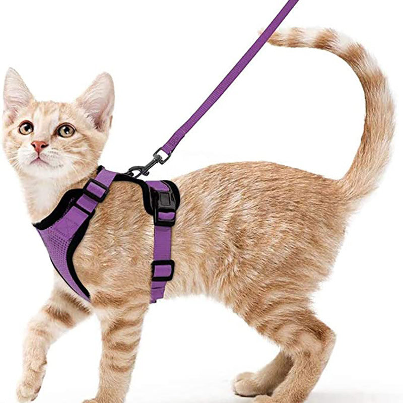 Pet products Cat pneumothorax strap Reflective anti-break cat leash Cat leash adjustable strap