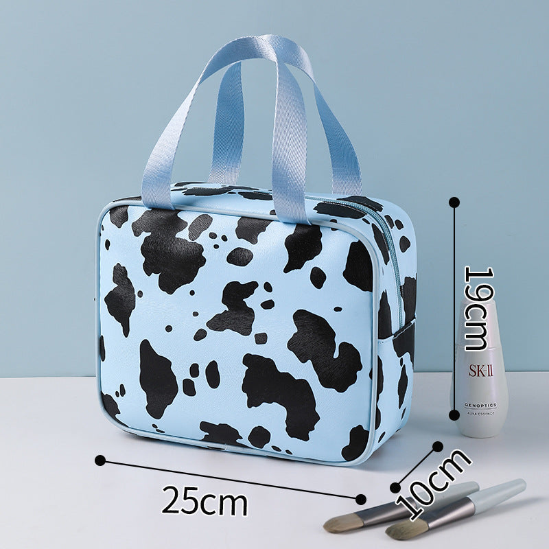 Cow print anti-makeup bag Large capacity portable toiletries bag Portable travel bag Toiletries storage bag