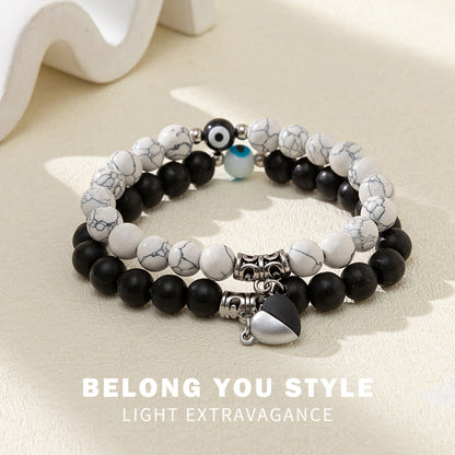 Personality evil eye design sense stone bracelet for men and women lovers love elastic bracelet