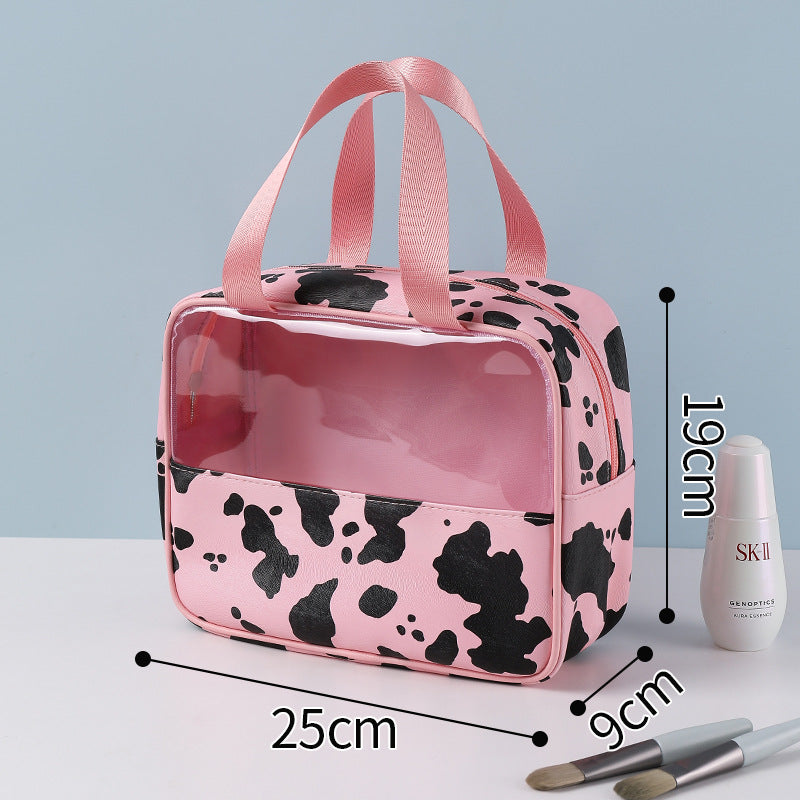 Cow print anti-makeup bag Large capacity portable toiletries bag Portable travel bag Toiletries storage bag