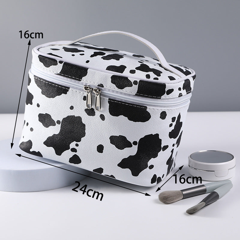 Cow print anti-makeup bag Large capacity portable toiletries bag Portable travel bag Toiletries storage bag