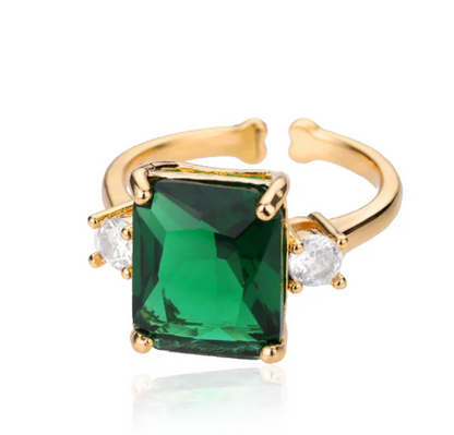 Wind micro emerald zircon ring with exaggerated colored diamond diamond ring