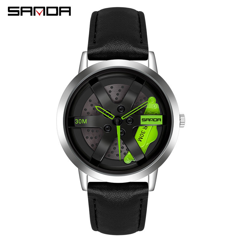Sanda brand personality leisure belt watch trend cool hollow rotating wheel dial anti-men's watch