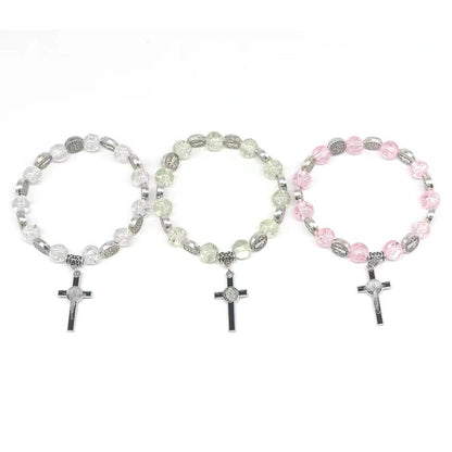 Jewelry new single circle explosive crystal beaded bracelet all fresh cross rosary bracelet