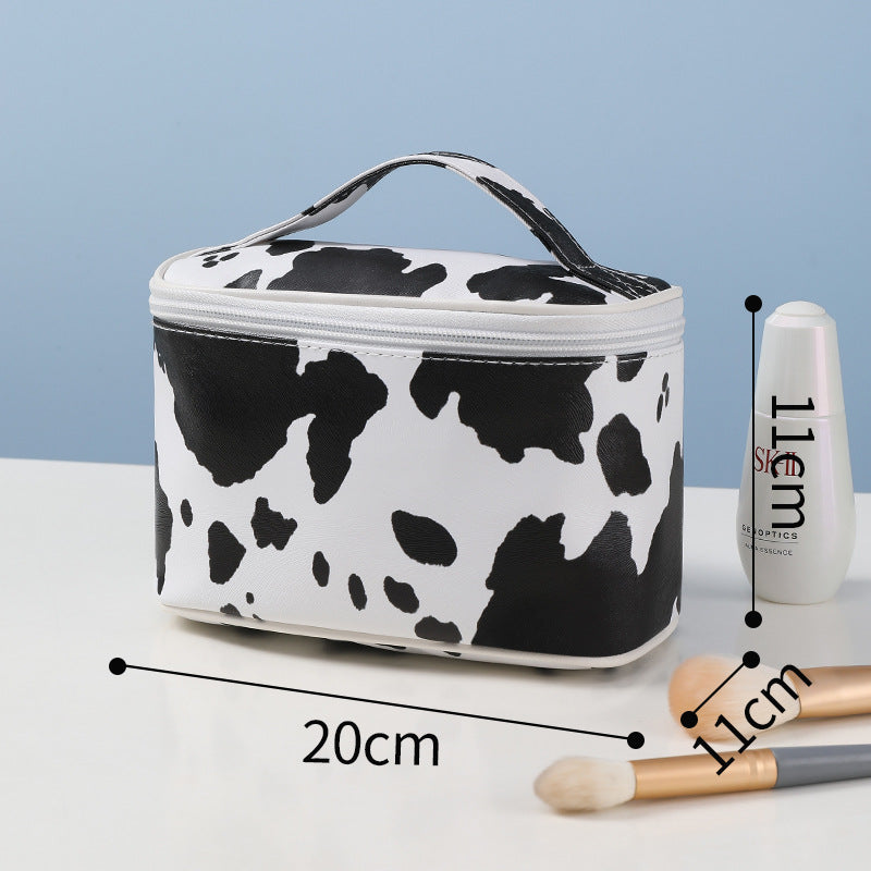 Cow print anti-makeup bag Large capacity portable toiletries bag Portable travel bag Toiletries storage bag