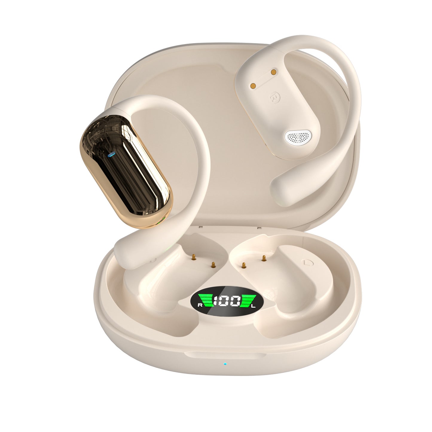 Blue earphones with hanging ears Wireless non-bone conduction noise cancelling open ear new running headphones