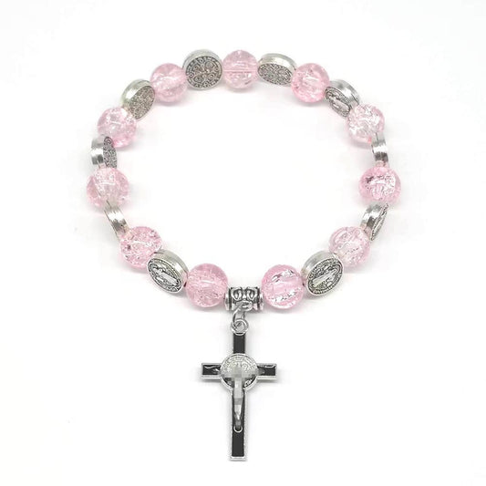 Jewelry new single circle explosive crystal beaded bracelet all fresh cross rosary bracelet