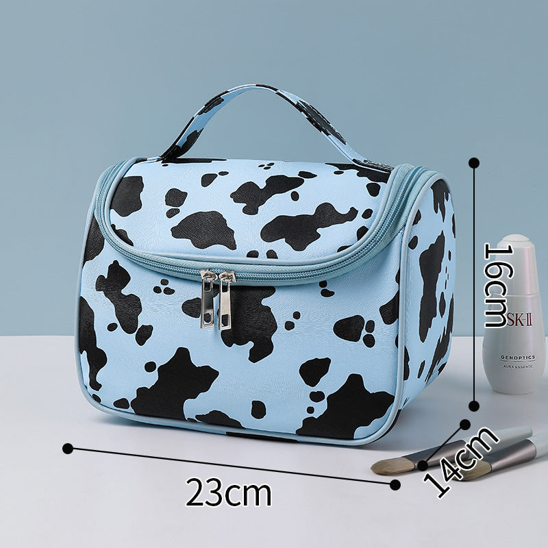 Cow print anti-makeup bag Large capacity portable toiletries bag Portable travel bag Toiletries storage bag