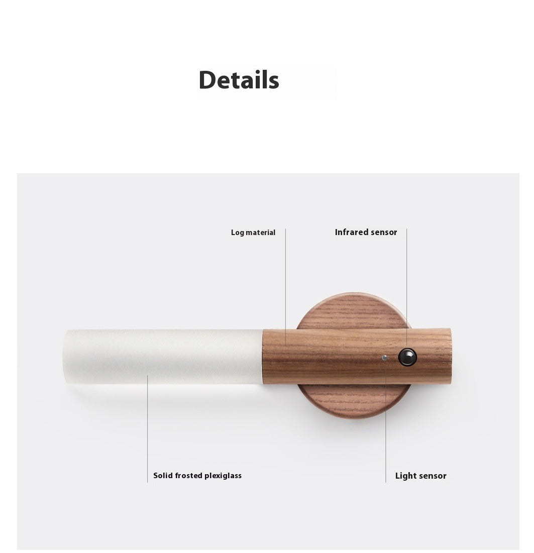 USB wireless intelligent human body sensing solid wood night light