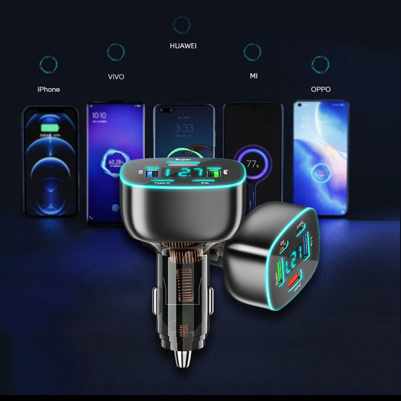 New 4-line car charger 5usb car phone charger 66W art fast charging car