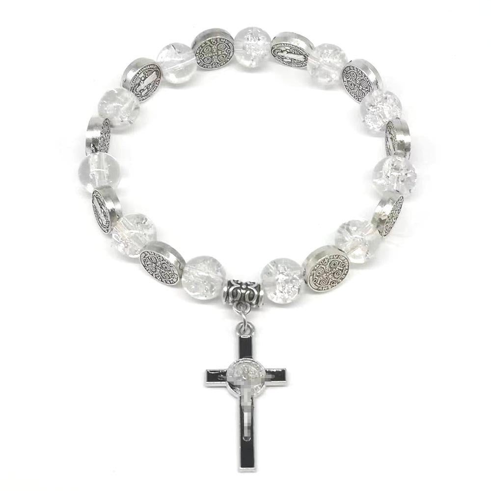 Jewelry new single circle explosive crystal beaded bracelet all fresh cross rosary bracelet