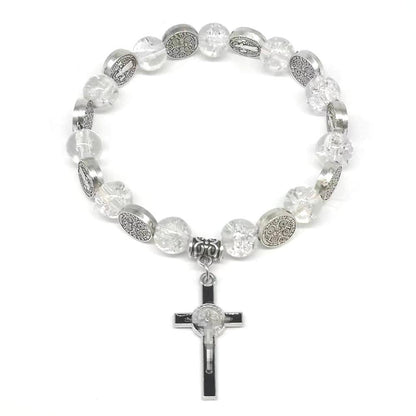 Jewelry new single circle explosive crystal beaded bracelet all fresh cross rosary bracelet