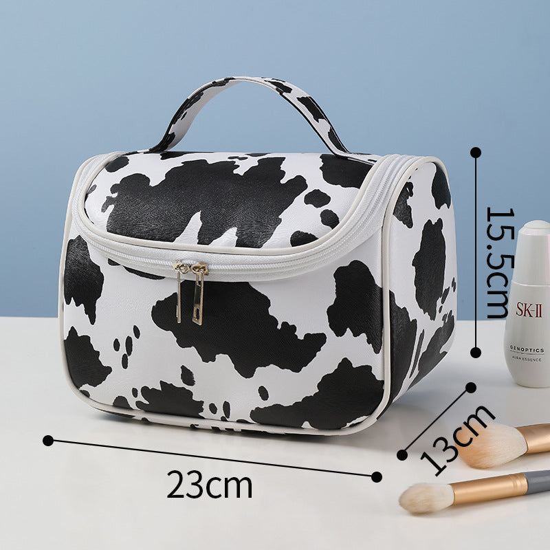 Cow print anti-makeup bag Large capacity portable toiletries bag Portable travel bag Toiletries storage bag