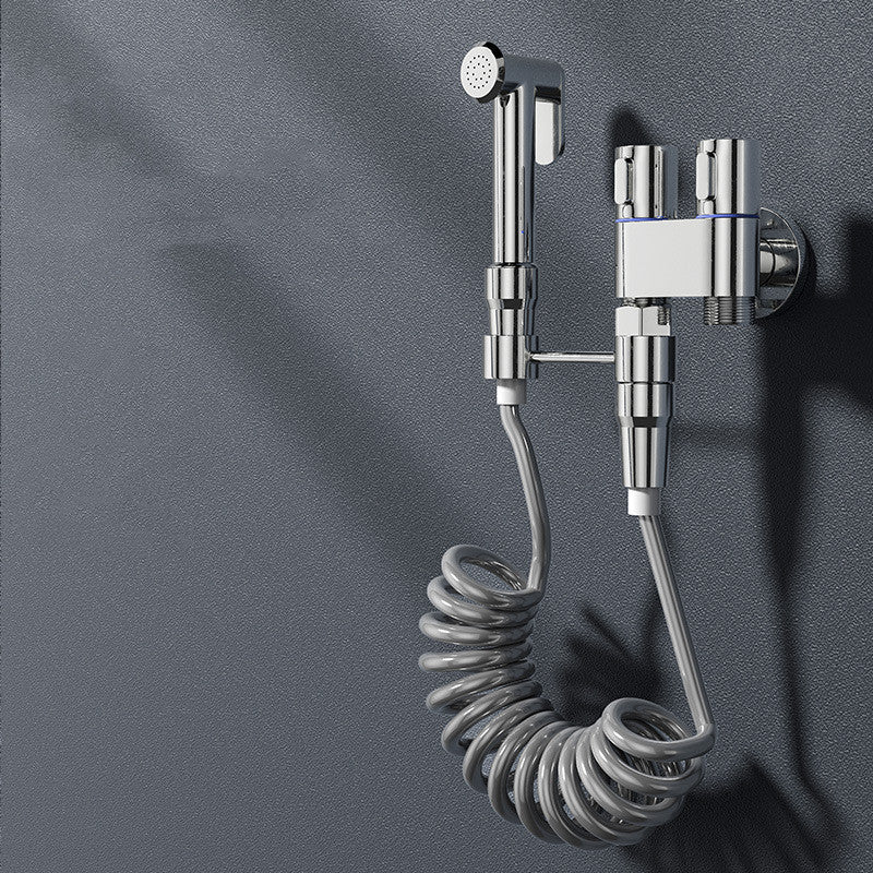 Toilet companion stainless steel pressurized spray woman washer set one in two out Angle valve faucet high-pressure flush faucet