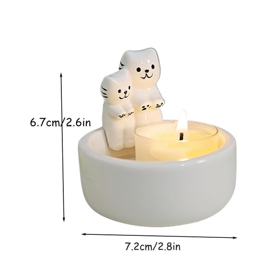 Ceramic couple cat candlestick New cat aromatherapy candlestick for Valentine's Day kitten ornaments