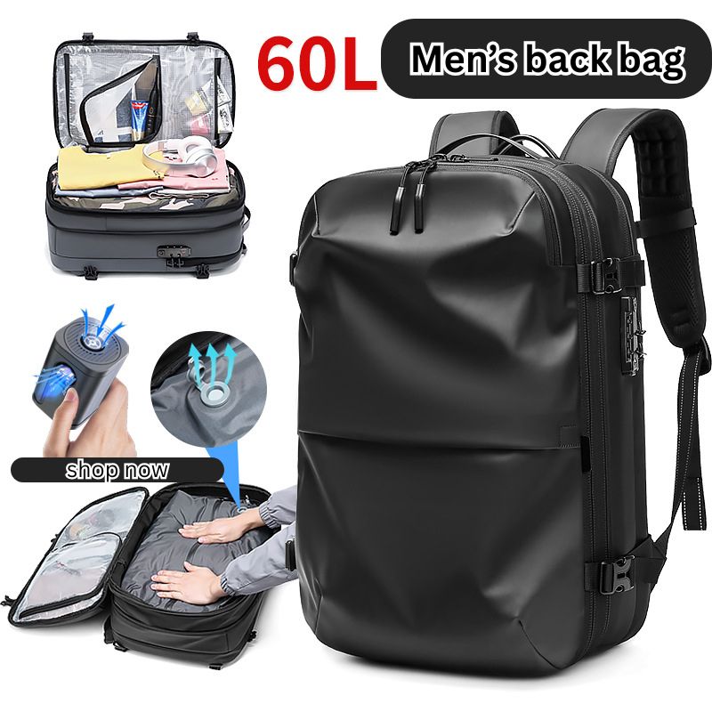 Vacuum compression backpack Men's expansion backpack Dry wet separation anti-theft computer backpack short trip luggage