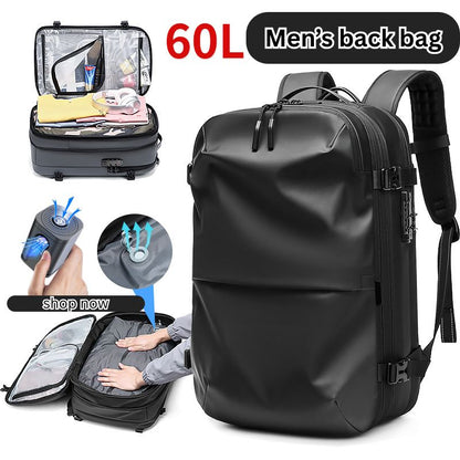 Vacuum compression backpack Men's expansion backpack Dry wet separation anti-theft computer backpack short trip luggage
