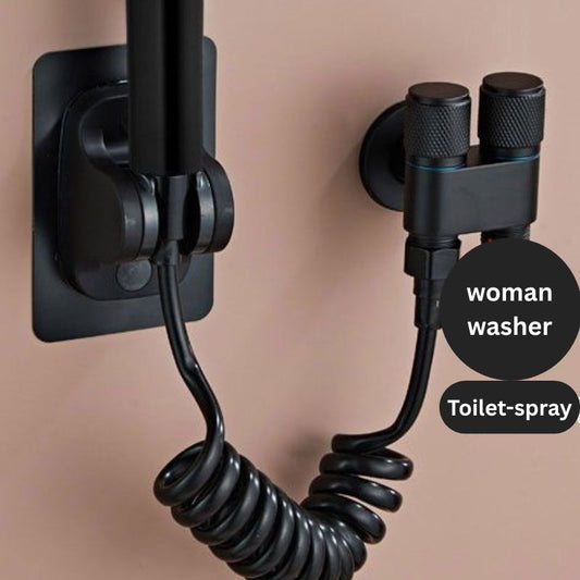 Toilet companion stainless steel pressurized spray woman washer set one in two out Angle valve faucet high-pressure flush faucet