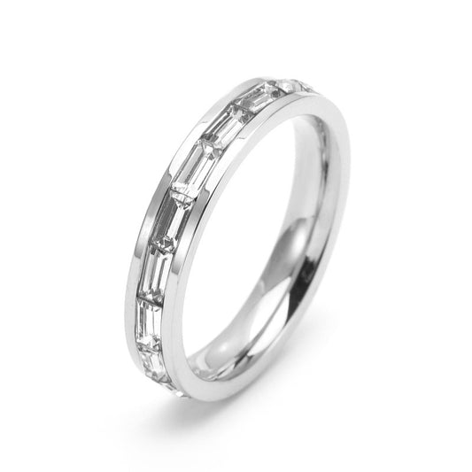 The new titanium steel couple ring fashion inlaid diamond full diamond ring does not fade