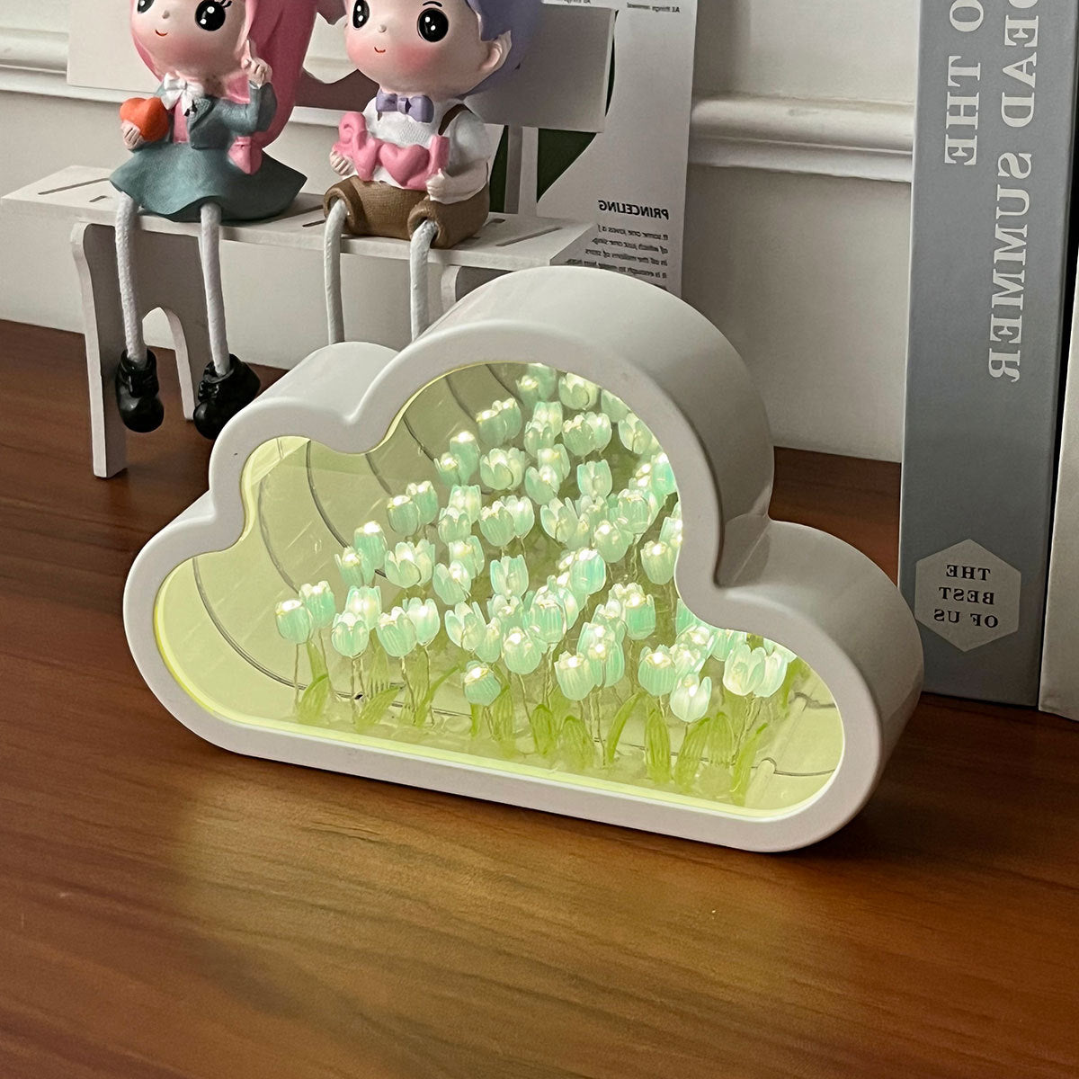 Tulip cloud mirror creative night light handmade diy Valentine's Day to send girls USB plug-in atmosphere light