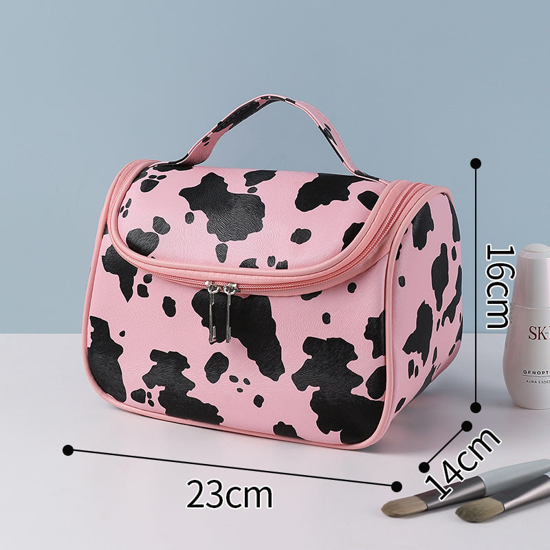Cow print anti-makeup bag Large capacity portable toiletries bag Portable travel bag Toiletries storage bag