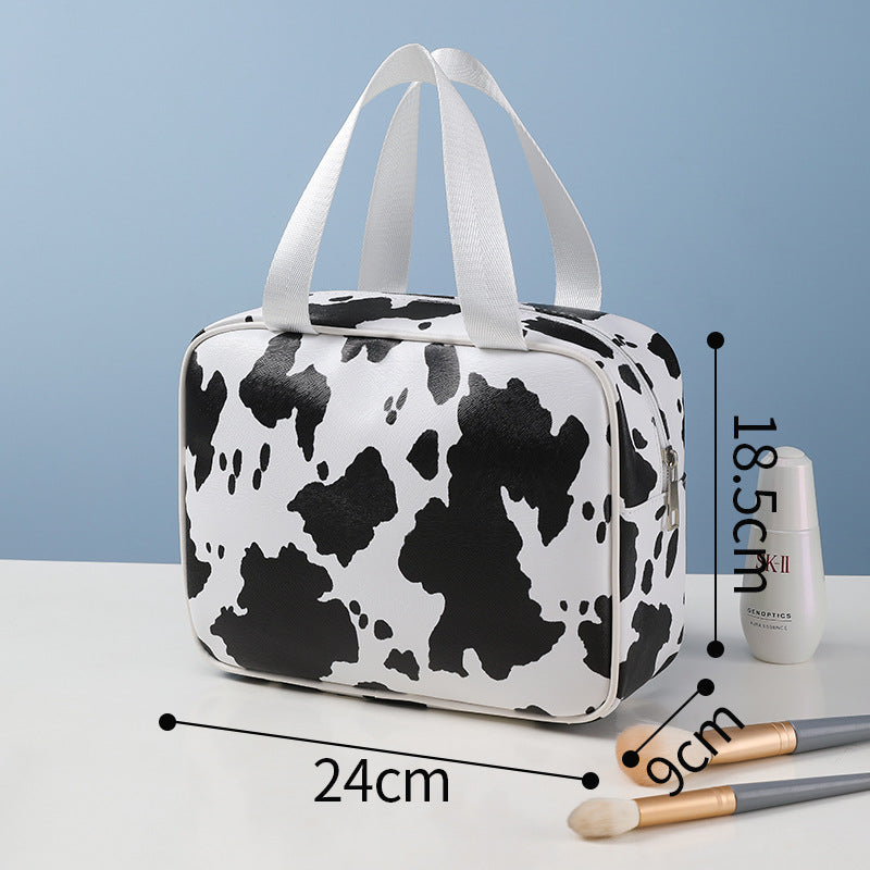 Cow print anti-makeup bag Large capacity portable toiletries bag Portable travel bag Toiletries storage bag