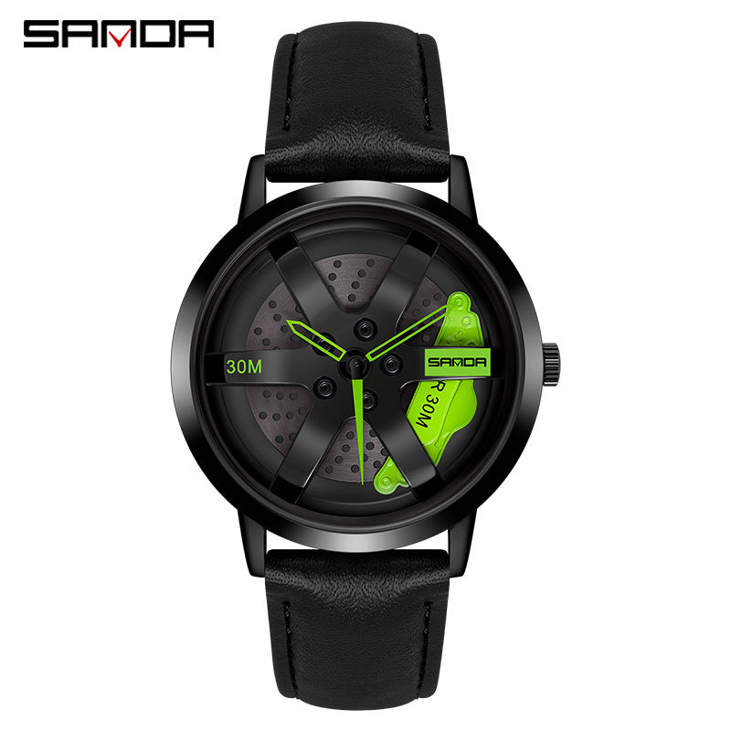 Sanda brand personality leisure belt watch trend cool hollow rotating wheel dial anti-men's watch
