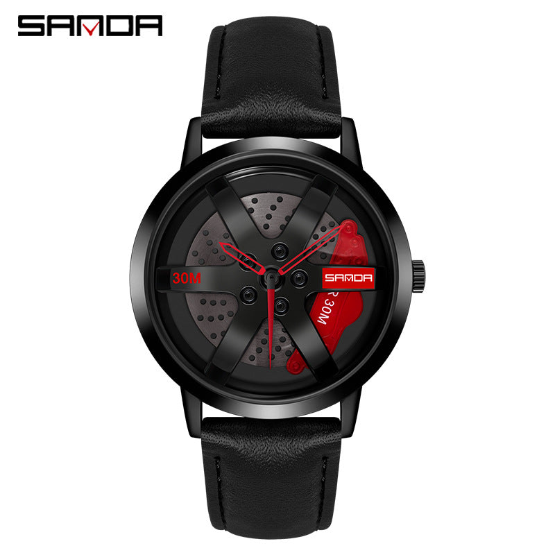 Sanda brand personality leisure belt watch trend cool hollow rotating wheel dial anti-men's watch