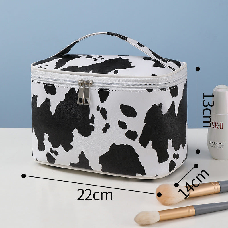 Cow print anti-makeup bag Large capacity portable toiletries bag Portable travel bag Toiletries storage bag