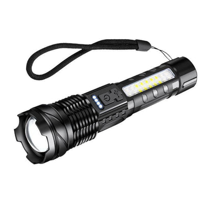 White teles zoom flashlight Home outdoor long range red and blue warning side light LED flashlight A76