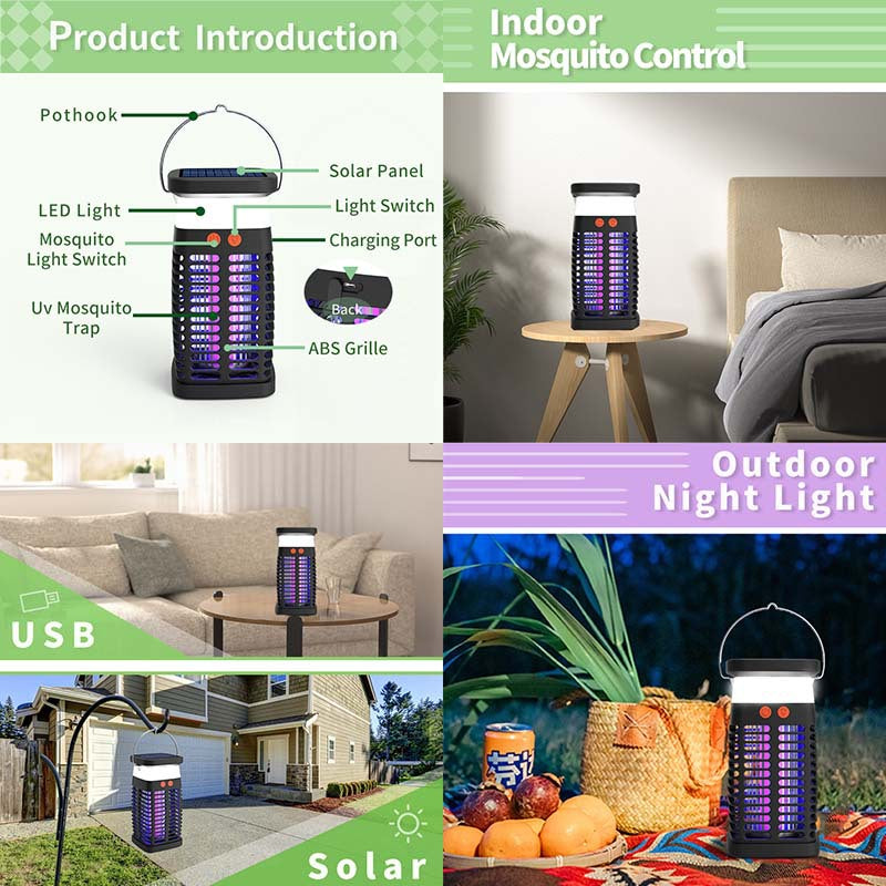 New solar mosquito killing lamp outdoor uv violet electric shock mosquito killing lamp restaurant courtyard mosquito repellent