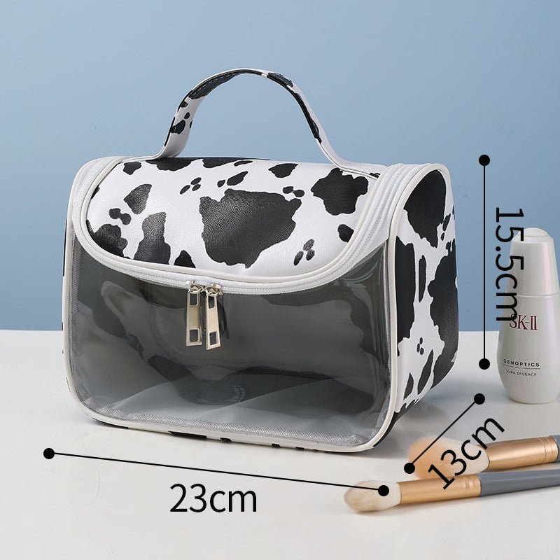 Cow print anti-makeup bag Large capacity portable toiletries bag Portable travel bag Toiletries storage bag