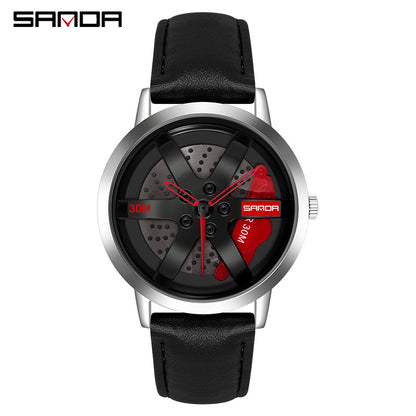 Sanda brand personality leisure belt watch trend cool hollow rotating wheel dial anti-men's watch
