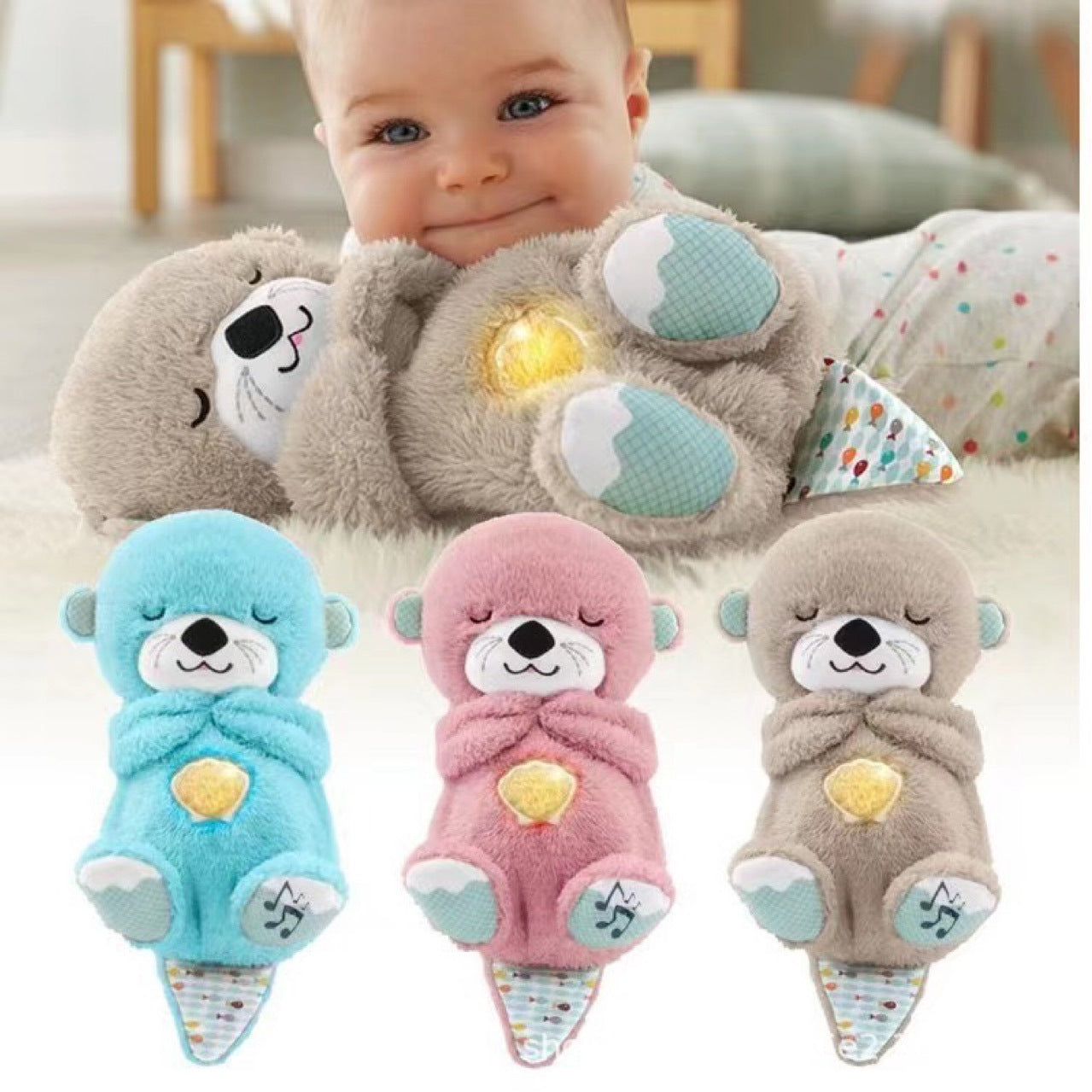 Baby soothing dolls Sleep toys breathe Baby otter breathe bear Baby toys music early education