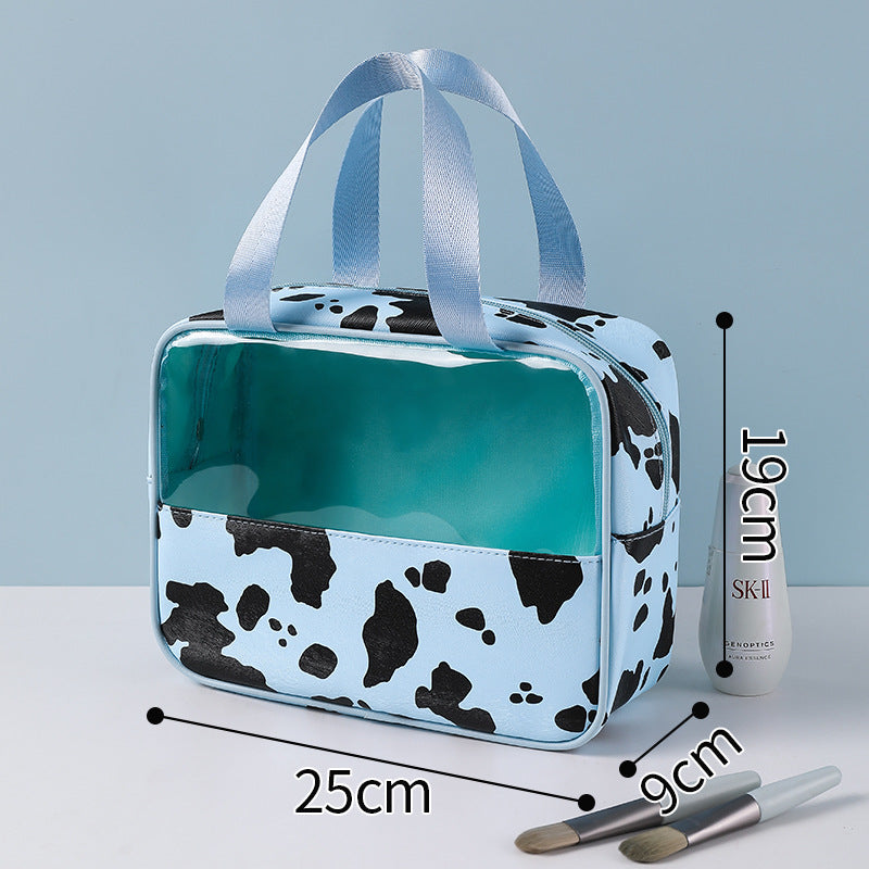 Cow print anti-makeup bag Large capacity portable toiletries bag Portable travel bag Toiletries storage bag