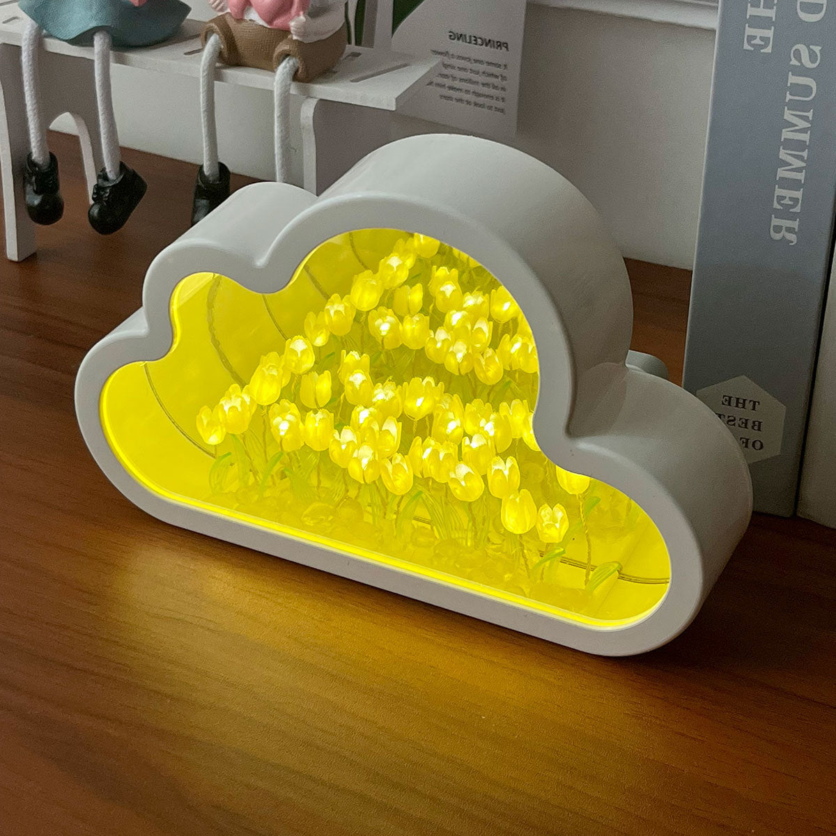 Tulip cloud mirror creative night light handmade diy Valentine's Day to send girls USB plug-in atmosphere light