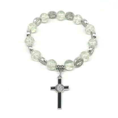 Jewelry new single circle explosive crystal beaded bracelet all fresh cross rosary bracelet