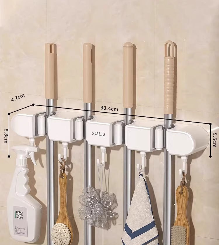 Plain style mop wall hanging clip broom mop no punch hook fixed shelf Bathroom door back shelf