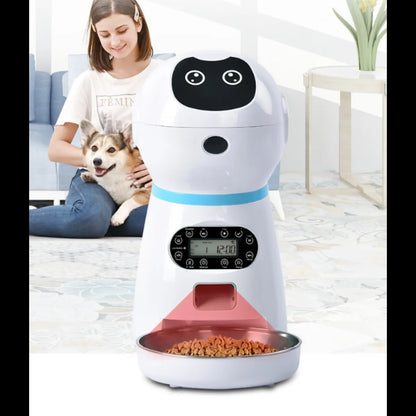 Stainless steel food plate robot pet automatic feeder cat and dog timing quantitative intelligent feeding factory wholesale